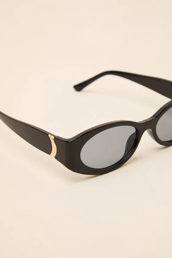 Simone Black Cat-Eye Sunglasses sold by Lulus product image thumbnail 3