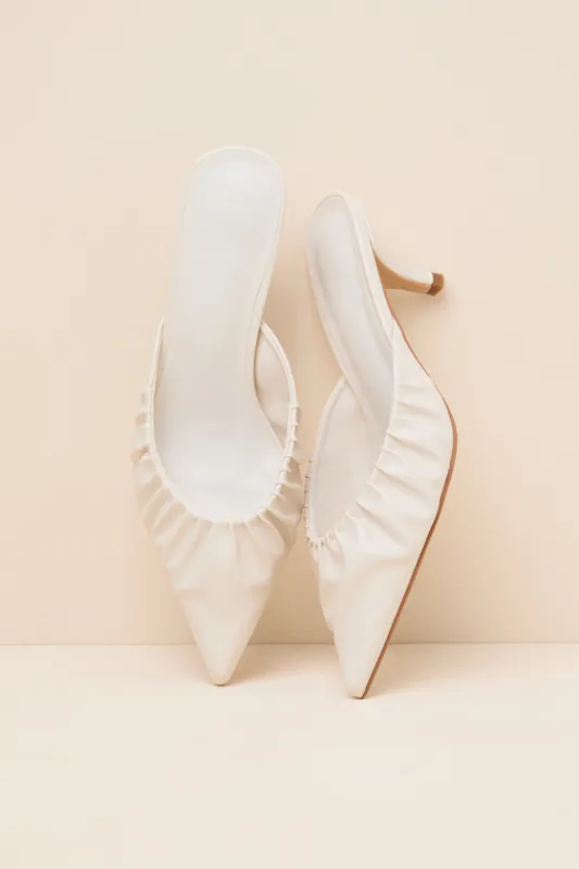 Eleanora Bone Ruched Kitten Heel Mule Pumps made by Billini