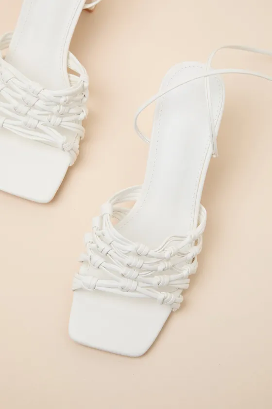Eda White Knotted Lace-Up High Heel Sandals sold by Lulus product image thumbnail 2