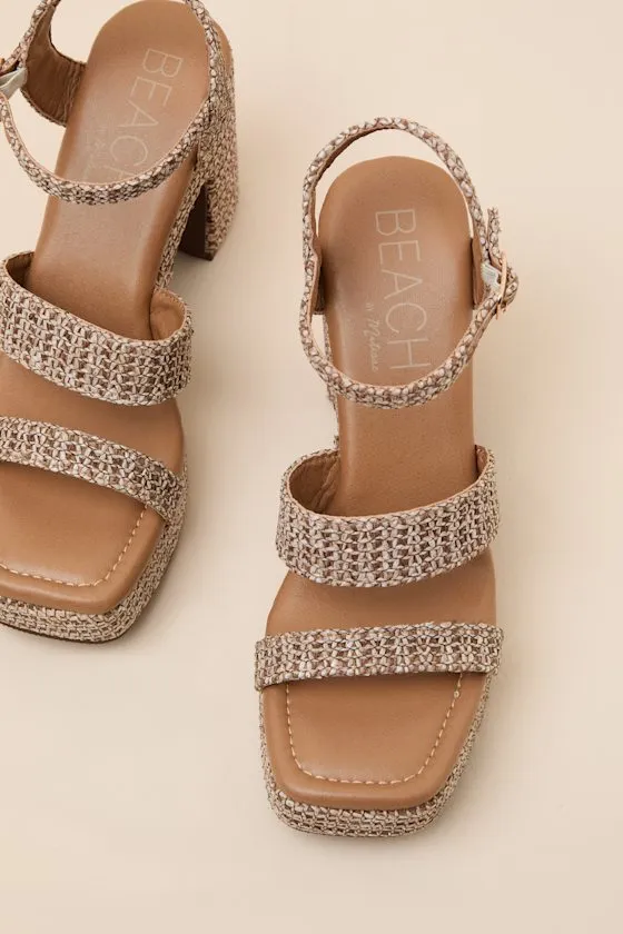 Alessia Brown Raffia Platform High Heel Sandals sold by Lulus product image thumbnail 2