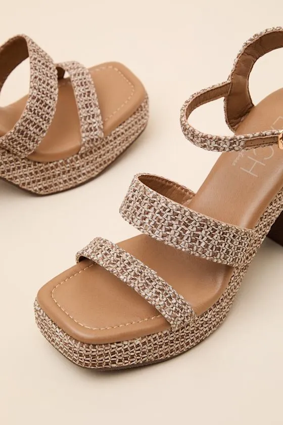 Alessia Brown Raffia Platform High Heel Sandals sold by Lulus product image thumbnail 4