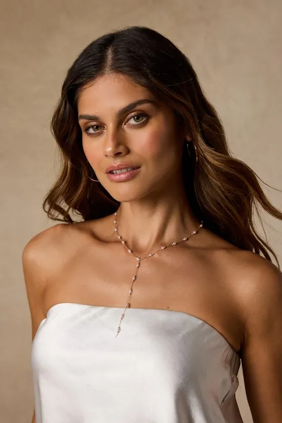 Doris Gold Pearl Beaded Lariat Necklace sold by Lulus product image thumbnail 3