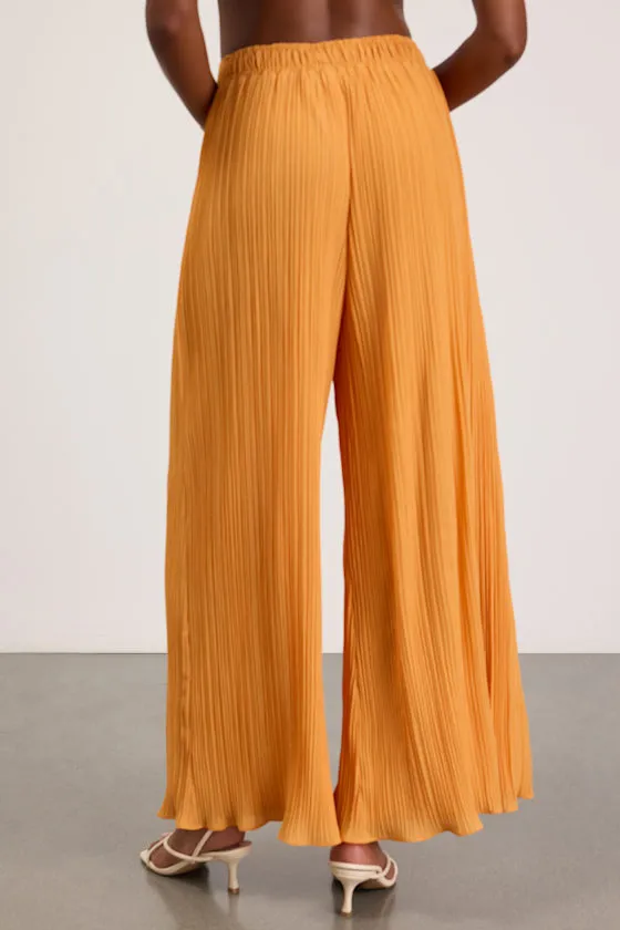 Nikaia Light Orange Plisse Wide-Leg Pants sold by Lulus product image thumbnail 3