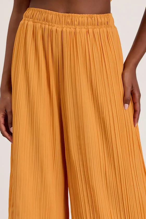 Nikaia Light Orange Plisse Wide-Leg Pants sold by Lulus product image thumbnail 4