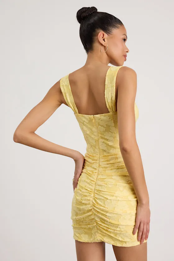 Celeste Light Yellow Floral Burnout Bustier Maxi Dress sold by Lulus product image thumbnail 2