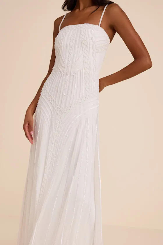 Edessa White Beaded Maxi Dress sold by Lulus product image thumbnail 2