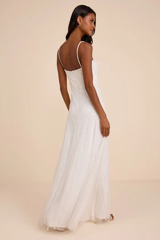 Edessa White Beaded Maxi Dress sold by Lulus product image thumbnail 3