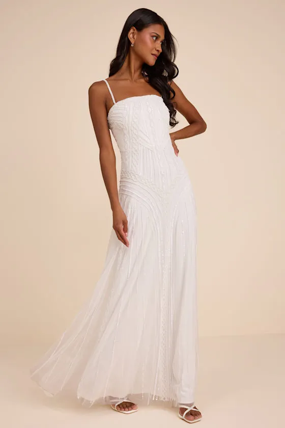 Edessa White Beaded Maxi Dress sold by Lulus product image thumbnail 4