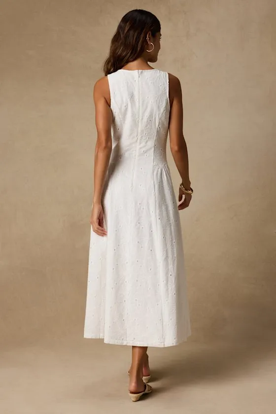 Dandelion White Eyelet Embroidered Drop Waist Midi Dress sold by Lulus product image thumbnail 3