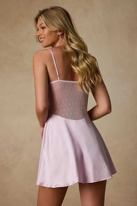 Damilia Lilac Sheer Lace Satin Lingerie Slip sold by Lulus product image thumbnail 2
