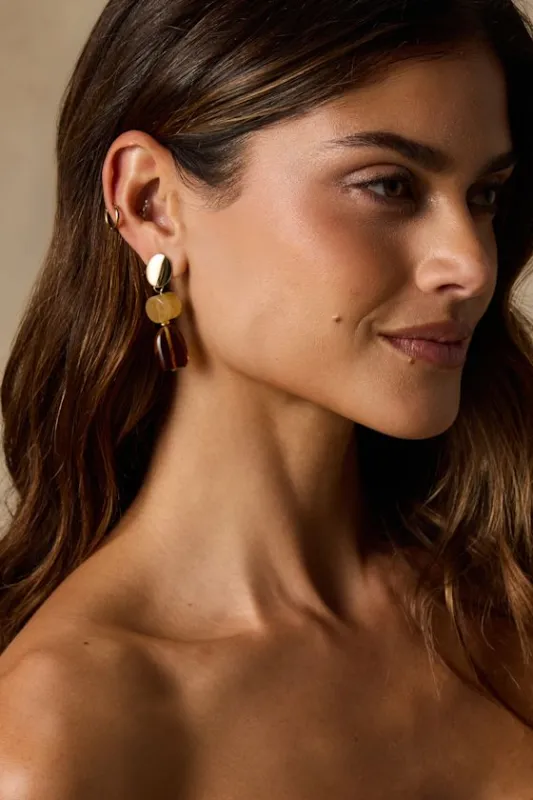 Lang Brown Multi Beaded Drop Earrings made by Lulus