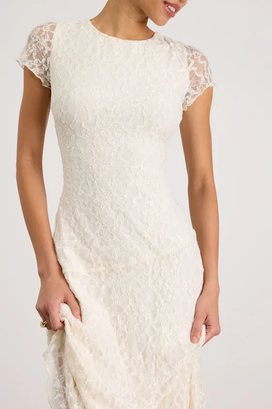 Madelina Ivory Lace Asymmetrical Midi Dress sold by Lulus product image thumbnail 2