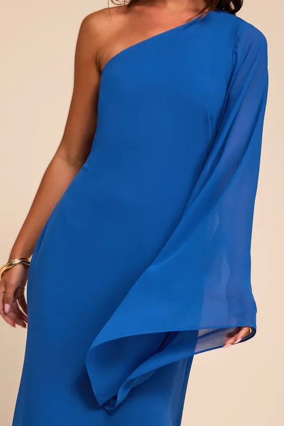 Elizabeth Blue One-Shoulder Bell Sleeve Maxi Dress sold by Lulus product image thumbnail 2