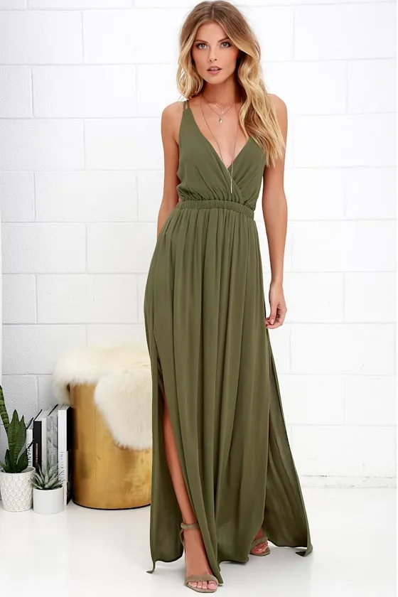 Lost in Paradise Olive Green Maxi Dress sold by Lulus product image thumbnail 4