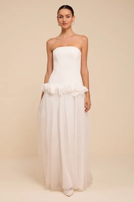 Ayla White Strapless Drop Waist Maxi Dress made by Lulus