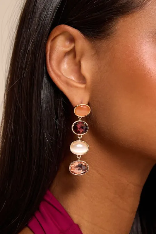Arianda Peach Multi Rhinestone Drop Earrings made by Lulus