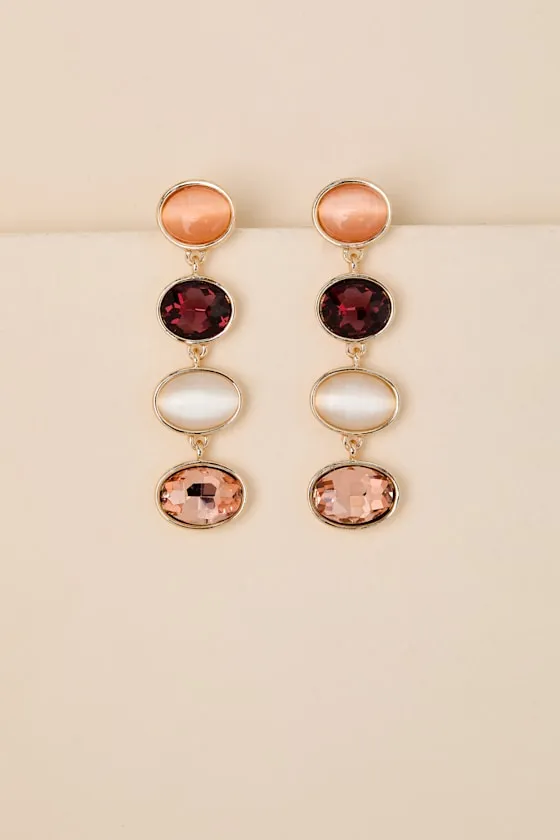 Arianda Peach Multi Rhinestone Drop Earrings sold by Lulus product image thumbnail 2