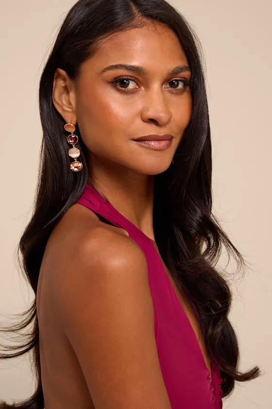 Arianda Peach Multi Rhinestone Drop Earrings sold by Lulus product image thumbnail 3
