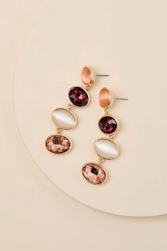 Arianda Peach Multi Rhinestone Drop Earrings sold by Lulus product image thumbnail 4