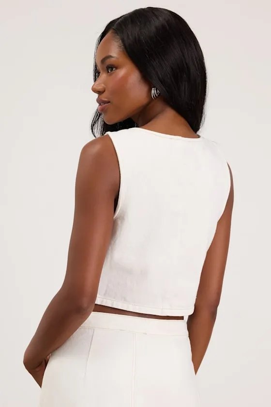 Dayton Ivory Denim Vest Top sold by Lulus product image thumbnail 2