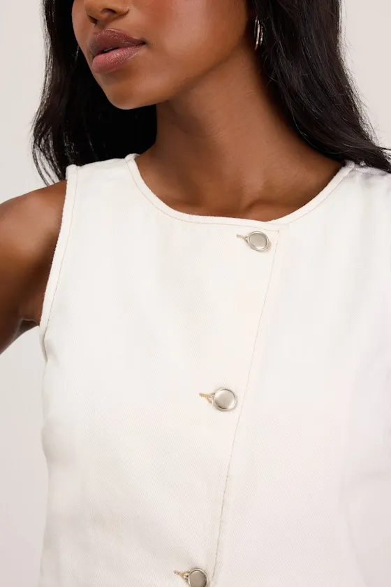 Dayton Ivory Denim Vest Top sold by Lulus product image thumbnail 4