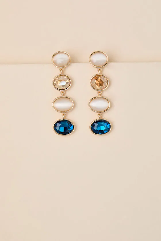 Arianda Blue Multi Rhinestone Drop Earrings sold by Lulus product image thumbnail 2