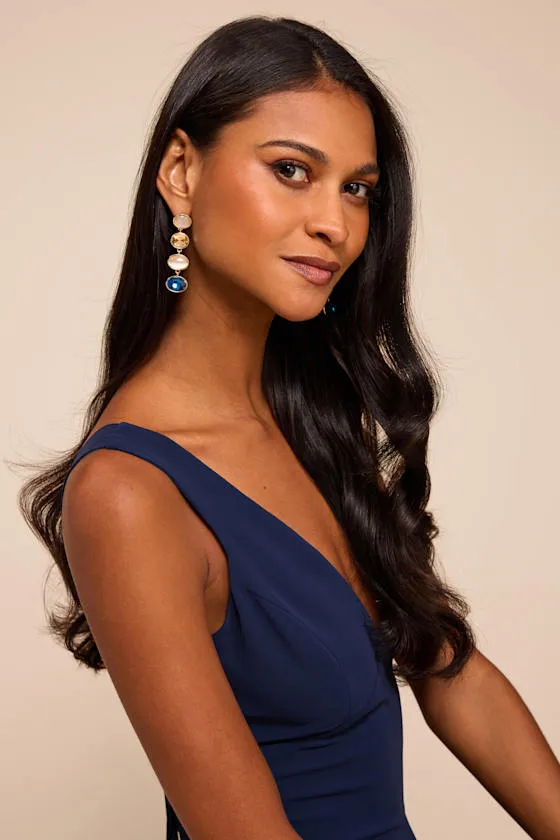 Arianda Blue Multi Rhinestone Drop Earrings sold by Lulus product image thumbnail 3