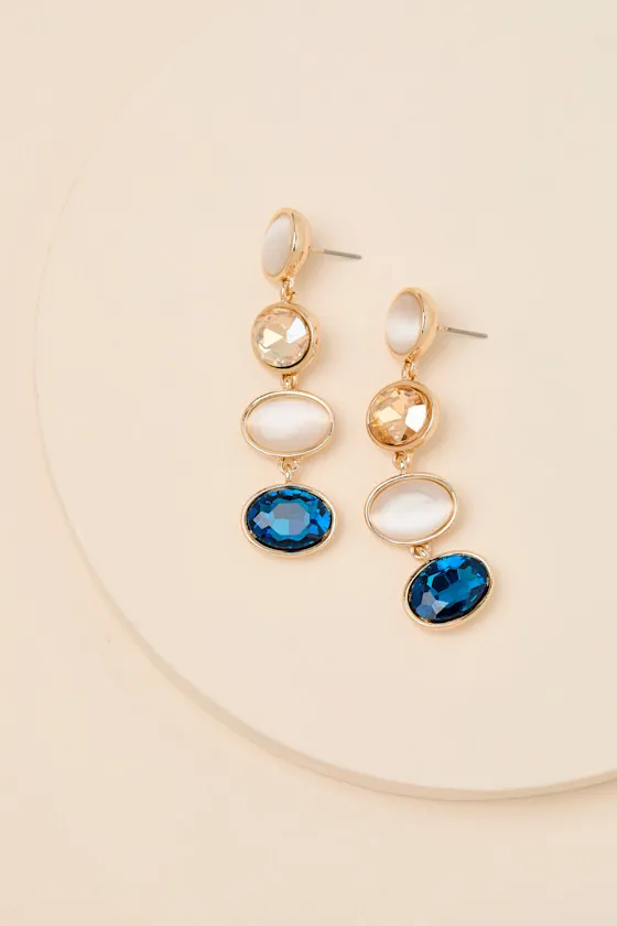Arianda Blue Multi Rhinestone Drop Earrings sold by Lulus product image thumbnail 4