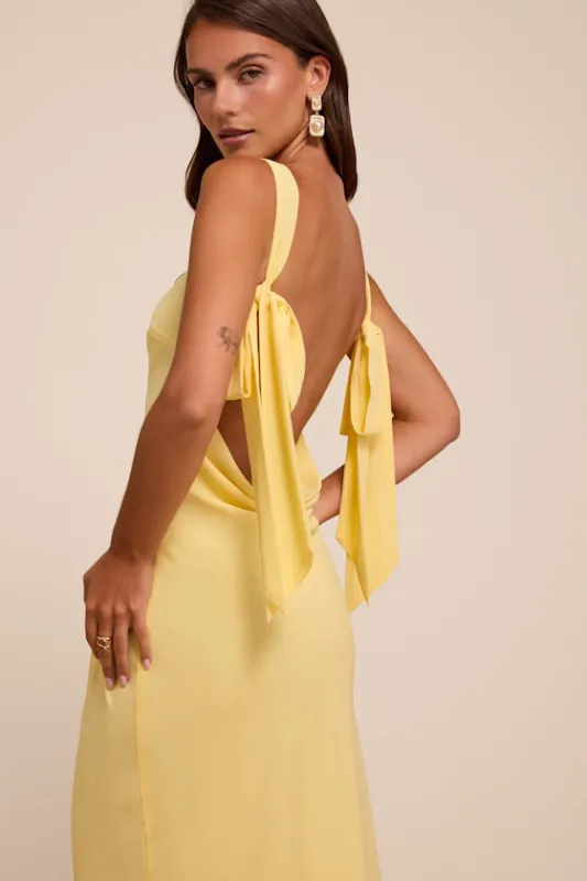 Eudora Light Yellow Cowl Back Maxi Dress made by Lulus