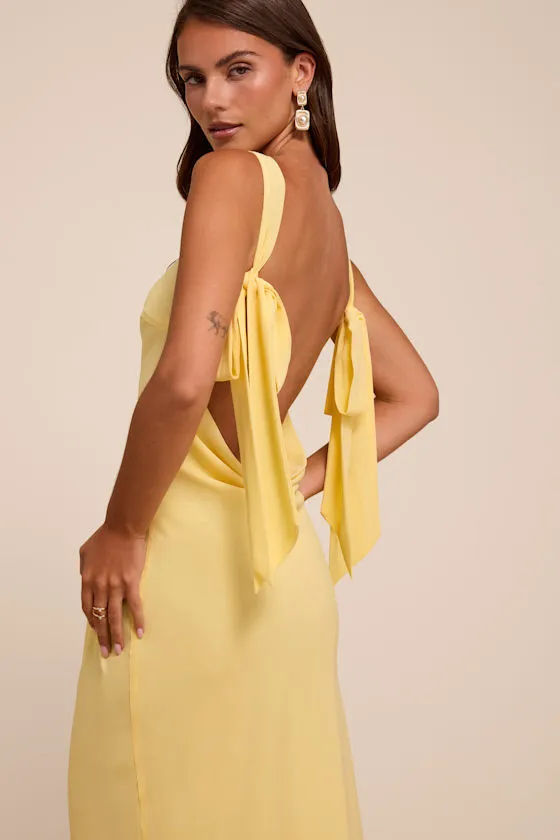 Eudora Light Yellow Cowl Back Maxi Dress sold by Lulus