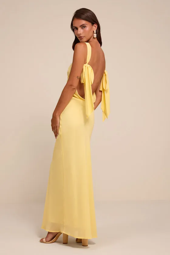 Eudora Light Yellow Cowl Back Maxi Dress sold by Lulus product image thumbnail 4