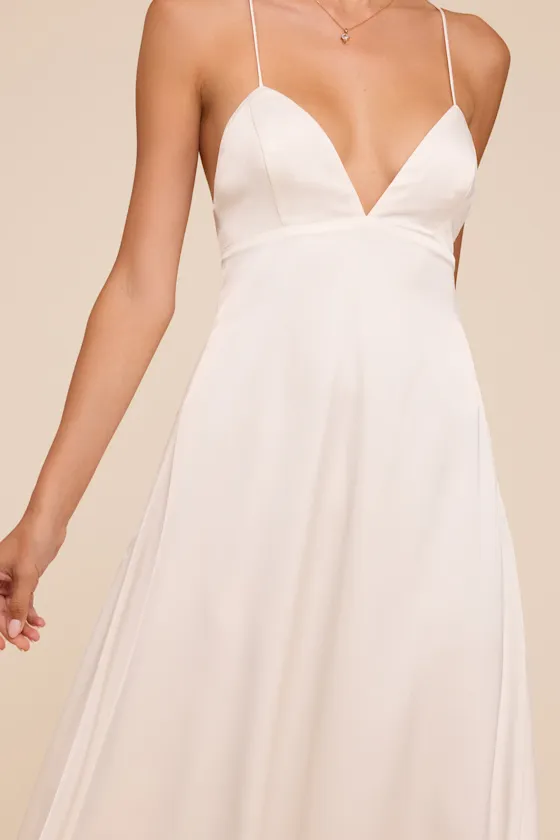 Lupita White Satin Tie-Back Maxi Dress sold by Lulus product image thumbnail 2