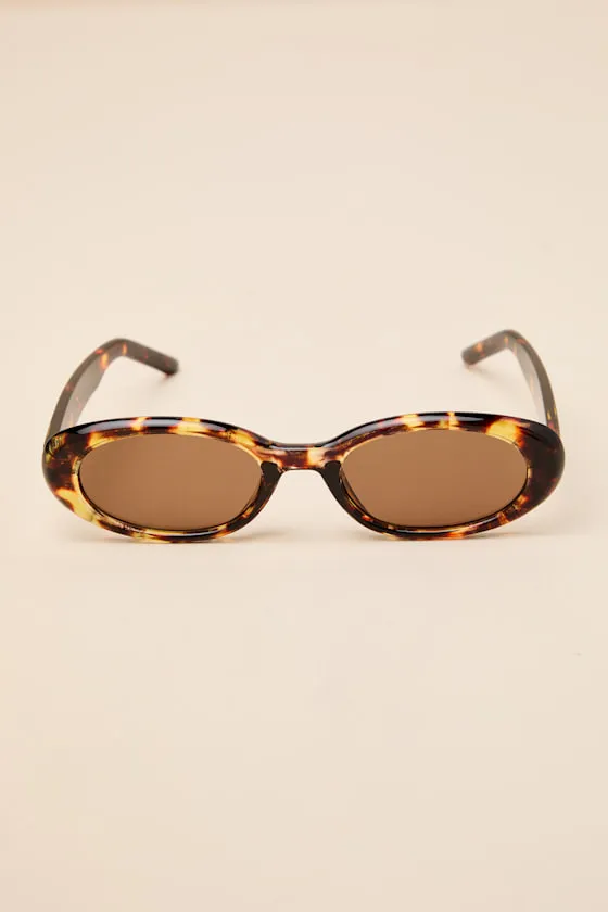 Freia Brown Tortoiseshell Oval Sunglasses sold by Lulus product image thumbnail 2
