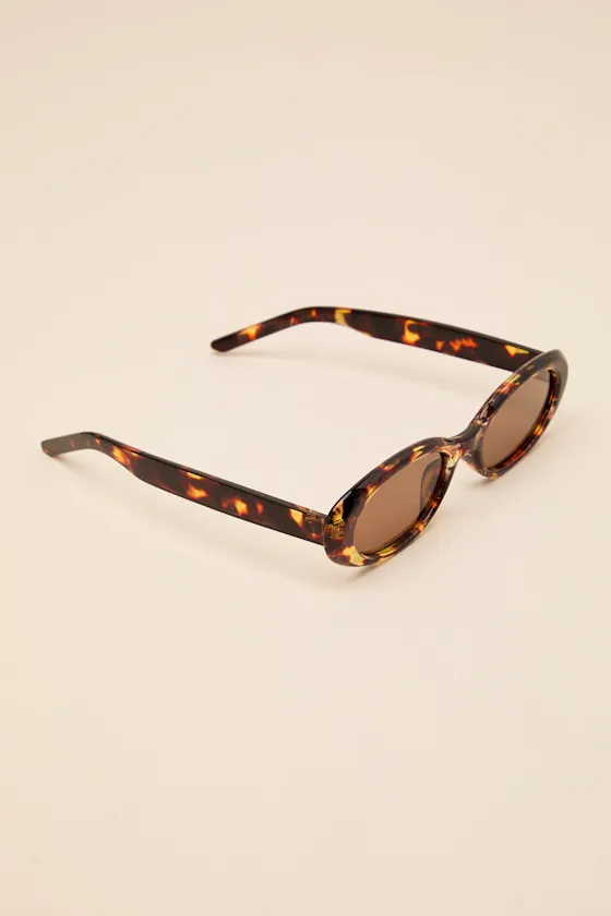 Freia Brown Tortoiseshell Oval Sunglasses sold by Lulus product image thumbnail 4