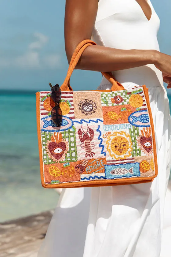 Delia Orange Multi Beaded Tote Bag sold by Lulus product image thumbnail 2