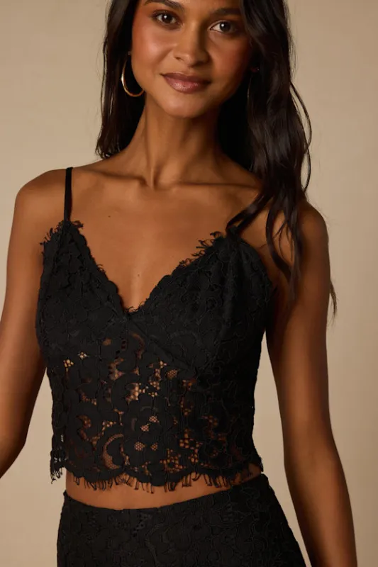 Dalia Black Lace Cami Top made by Lulus