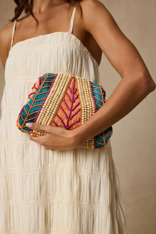 Tisha Multi Raffia Beaded Crossbody Clutch made by Lulus