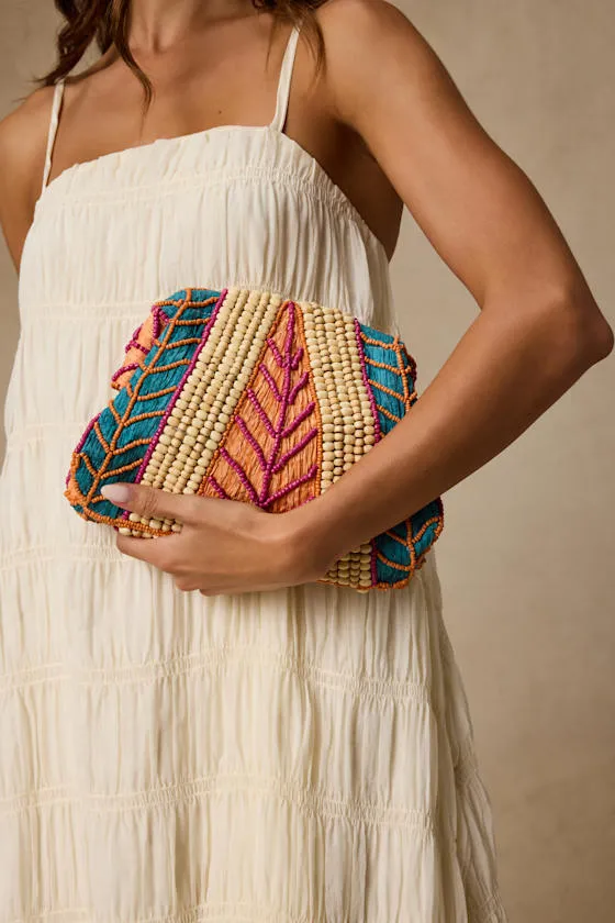 Tisha Multi Raffia Beaded Crossbody Clutch sold by Lulus