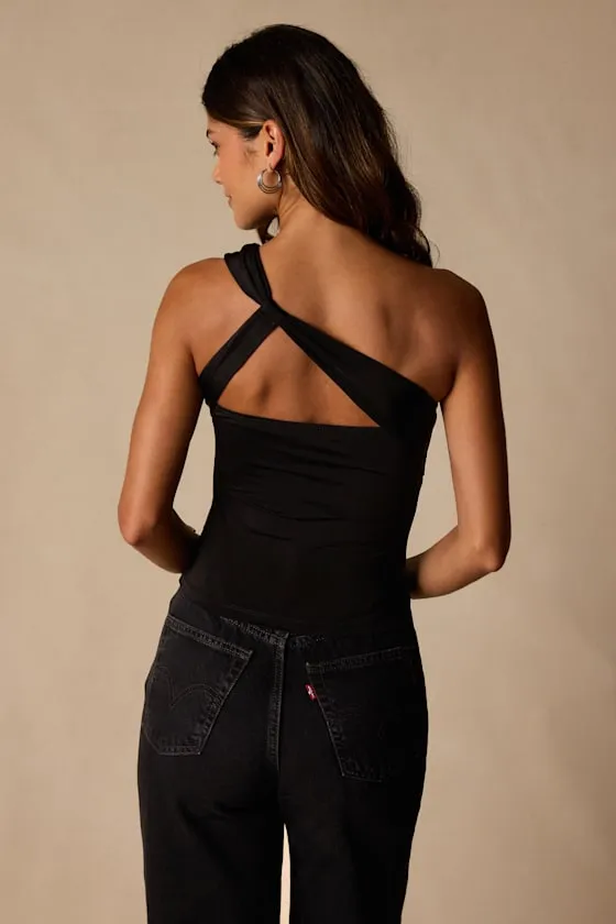 Emiliana Black Jersey Knit Asymmetrical Top sold by Lulus product image thumbnail 2