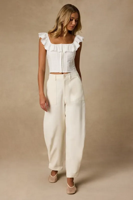 Merritt Cream Twill Barrel Leg Pants made by Lulus
