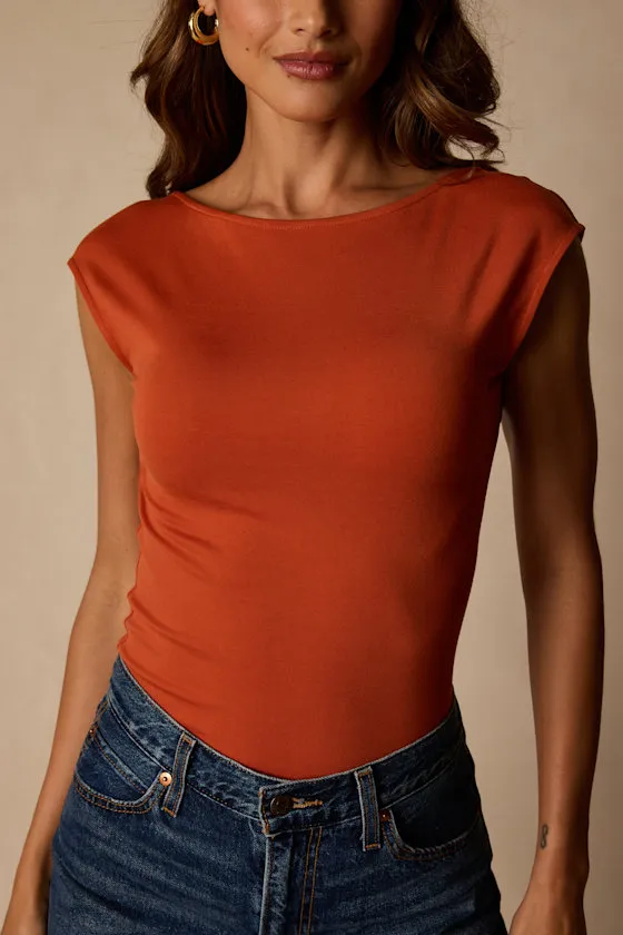 Asher Rust Red Short Sleeve Backless Top sold by Lulus product image thumbnail 4