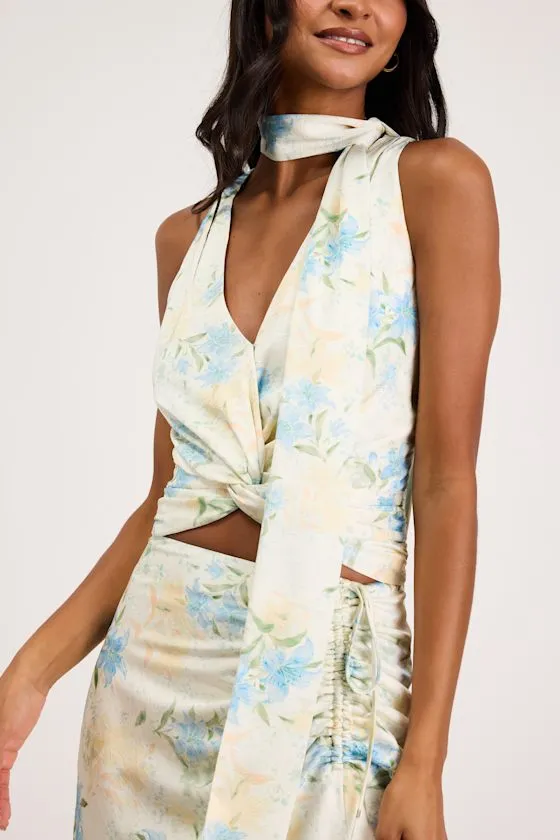 Patrice Cream Multi Floral Sash Scarf Top sold by Lulus product image thumbnail 2