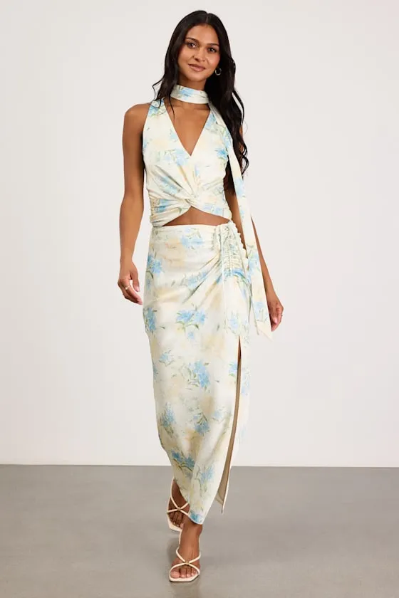 Patrice Cream Multi Floral Sash Scarf Top sold by Lulus product image thumbnail 4