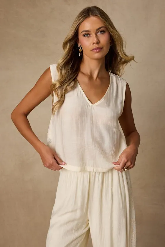 June Cream Crochet Lace Tank Top sold by Lulus