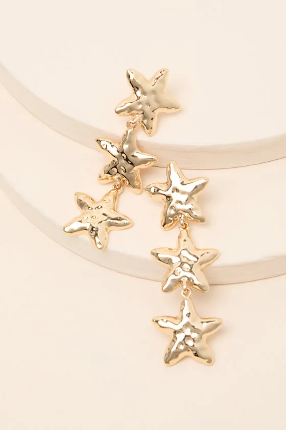 Damietta Gold Starfish Drop Earrings sold by Lulus product image thumbnail 2