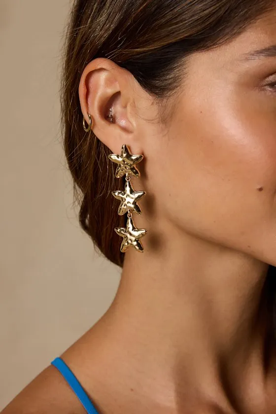 Damietta Gold Starfish Drop Earrings sold by Lulus product image thumbnail 3
