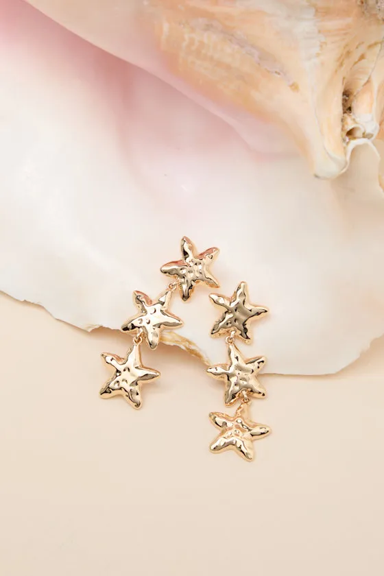 Damietta Gold Starfish Drop Earrings sold by Lulus product image thumbnail 4
