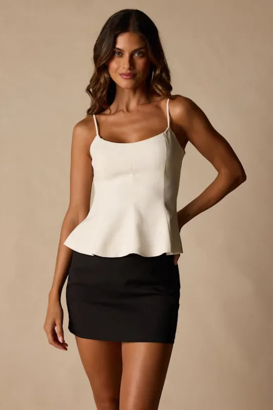 Sanvi Cream Peplum Cami Top made by Lulus