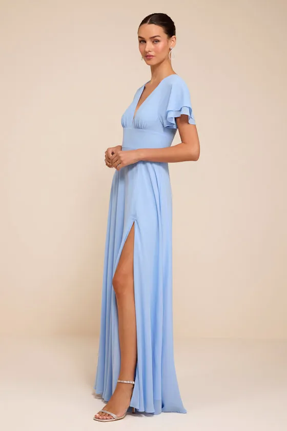 Promise Of Love Light Blue Flutter Sleeve Maxi Dress sold by Lulus product image thumbnail 4