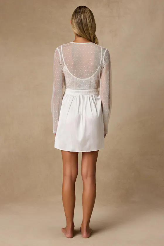 Graciela Ivory Satin Long Sleeve Robe sold by Lulus product image thumbnail 2